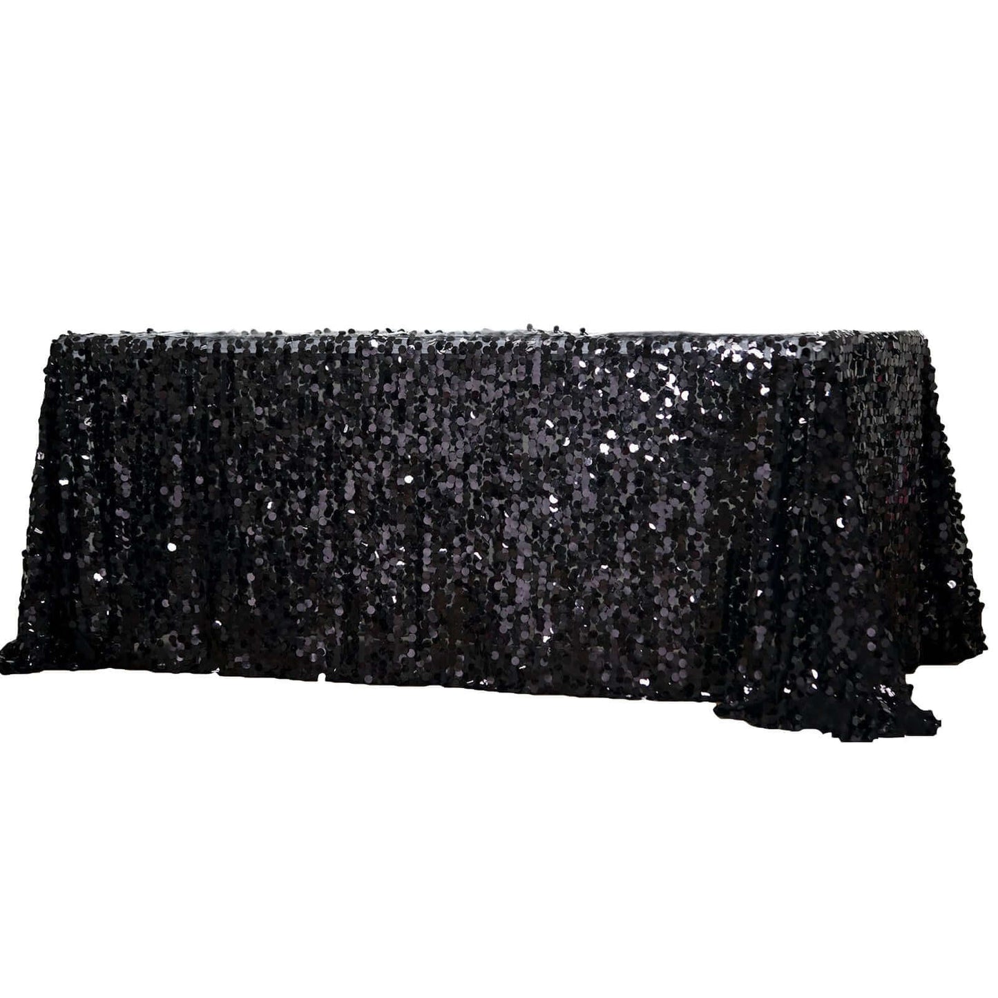 Sequin 90"x156" Rectangle Tablecloth Black - Seamless Big Payette Table Cover - Linen Luxes