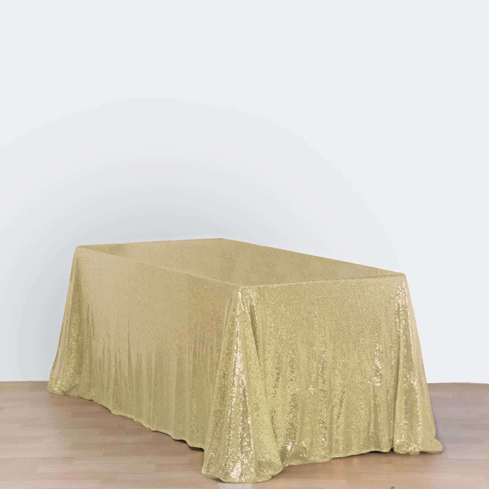 Sequin 90"x156" Rectangle Tablecloth Champagne - Seamless Twinkling Table Cover - Linen Luxes