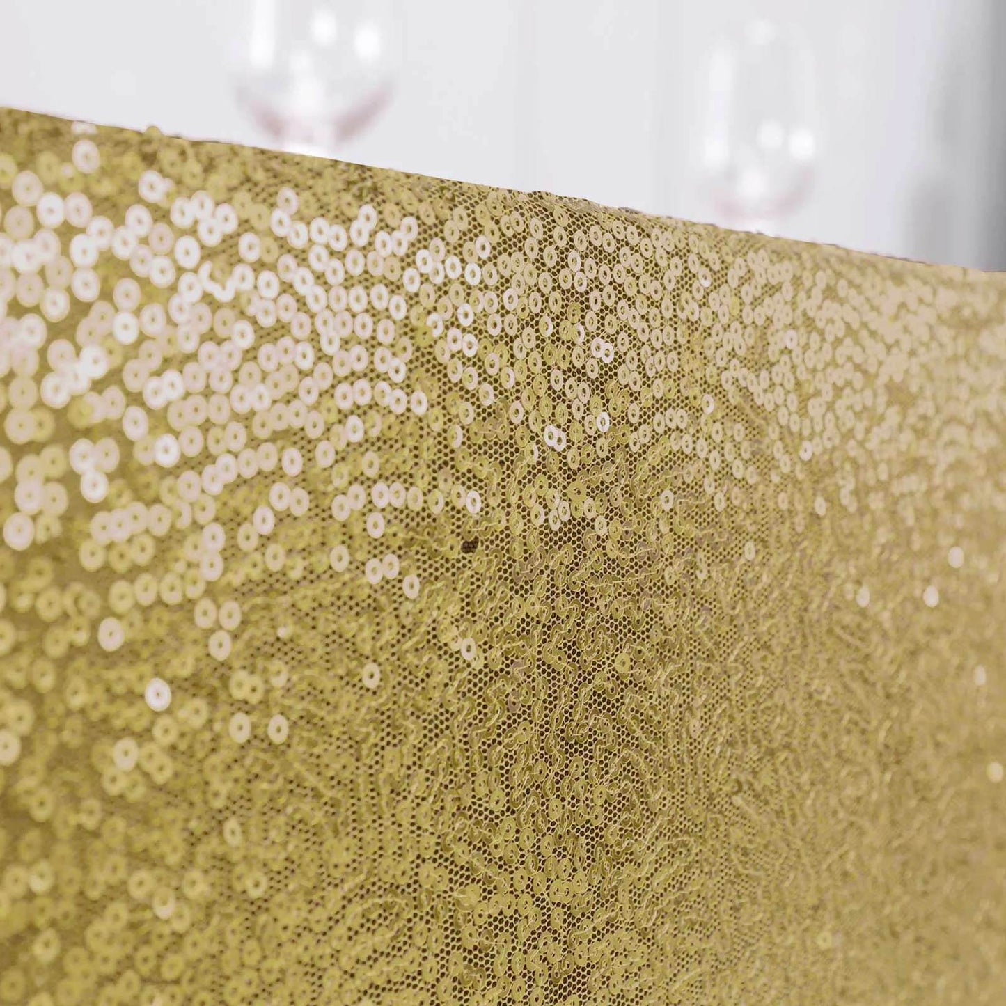 Sequin 90"x156" Rectangle Tablecloth Champagne - Seamless Twinkling Table Cover - Linen Luxes