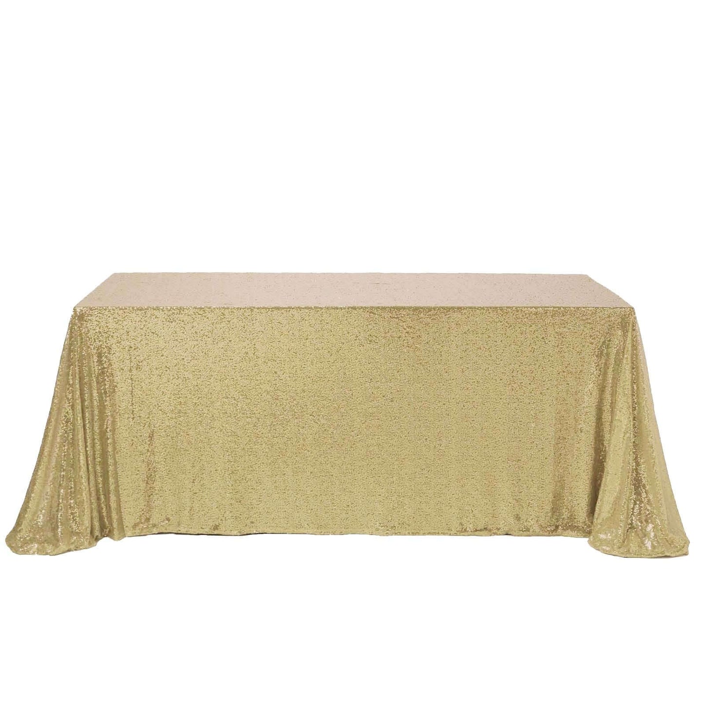 Sequin 90"x156" Rectangle Tablecloth Champagne - Seamless Twinkling Table Cover - Linen Luxes