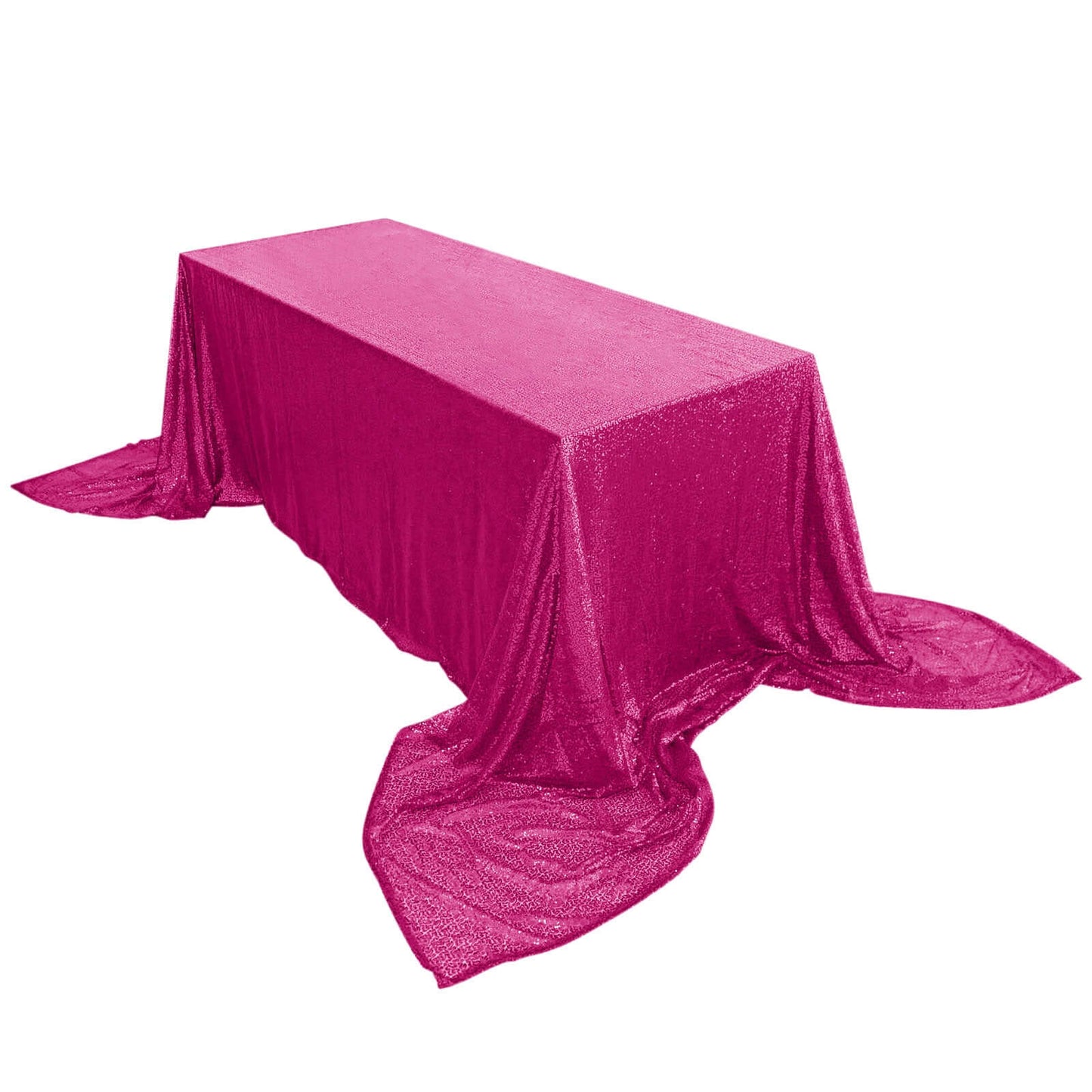 Sequin 90"x156" Rectangle Tablecloth Fuchsia - Seamless Twinkling Table Cover - Linen Luxes