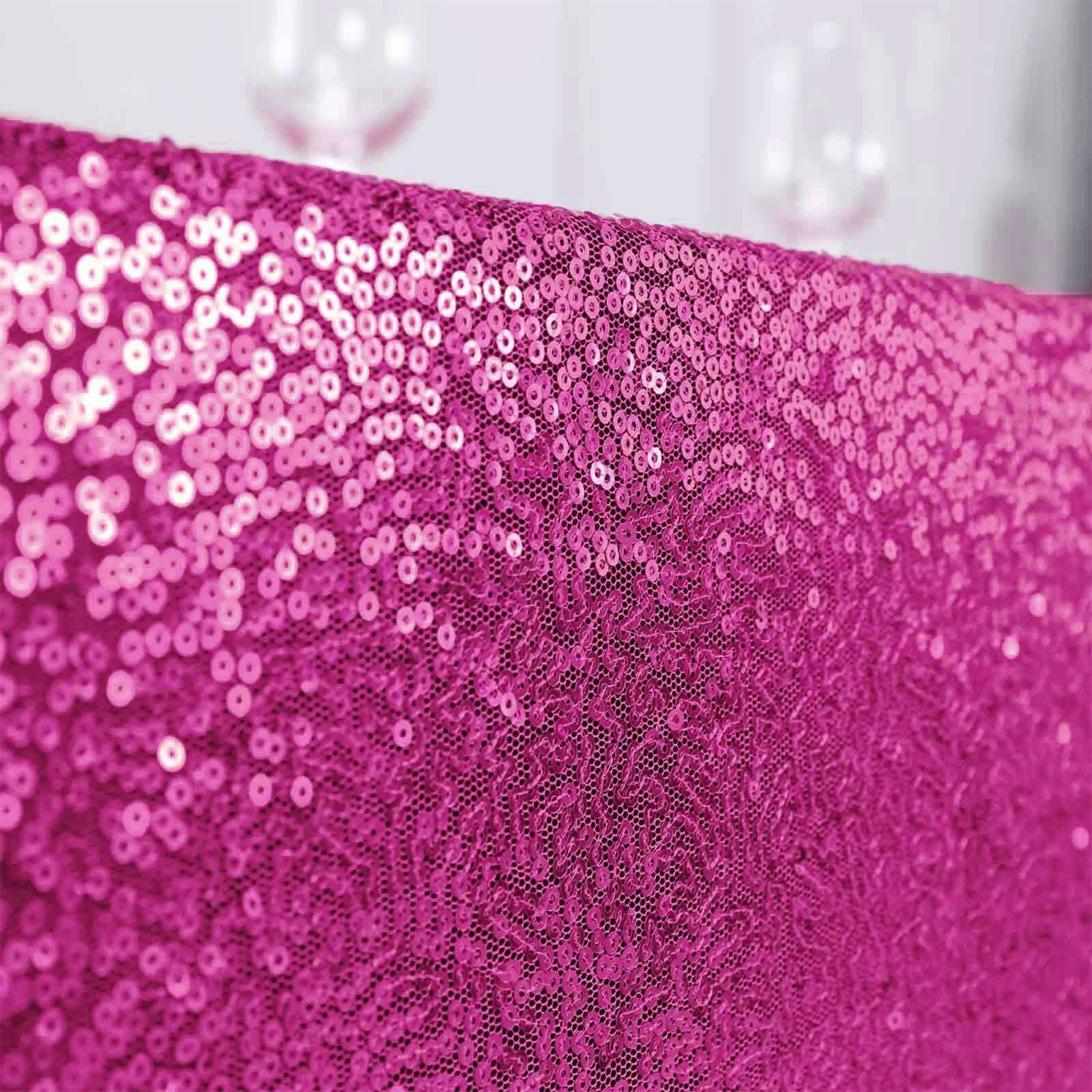 Sequin 90"x156" Rectangle Tablecloth Fuchsia - Seamless Twinkling Table Cover - Linen Luxes