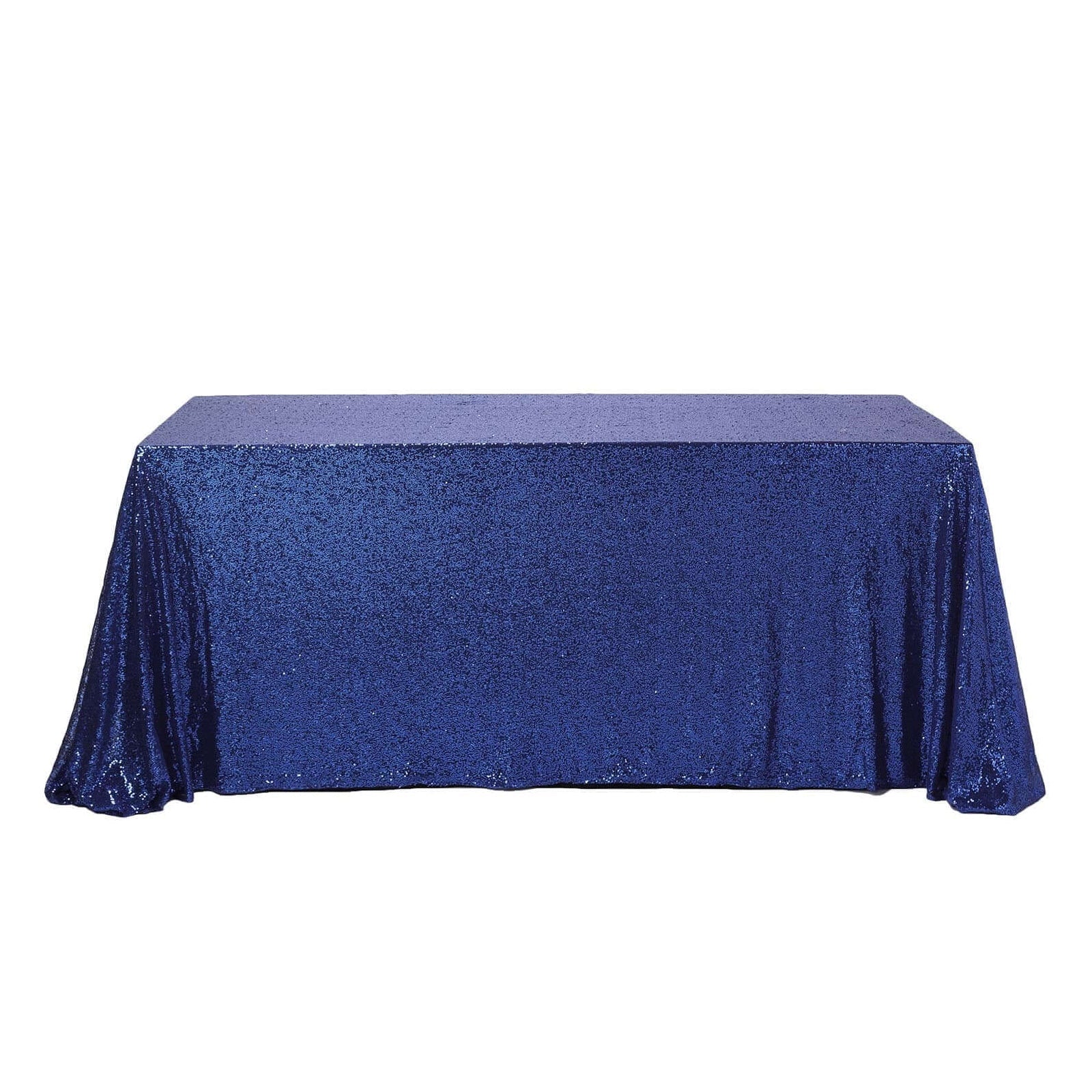 Sequin 90"x156" Rectangle Tablecloth Navy Blue - Seamless Twinkling Table Cover - Linen Luxes