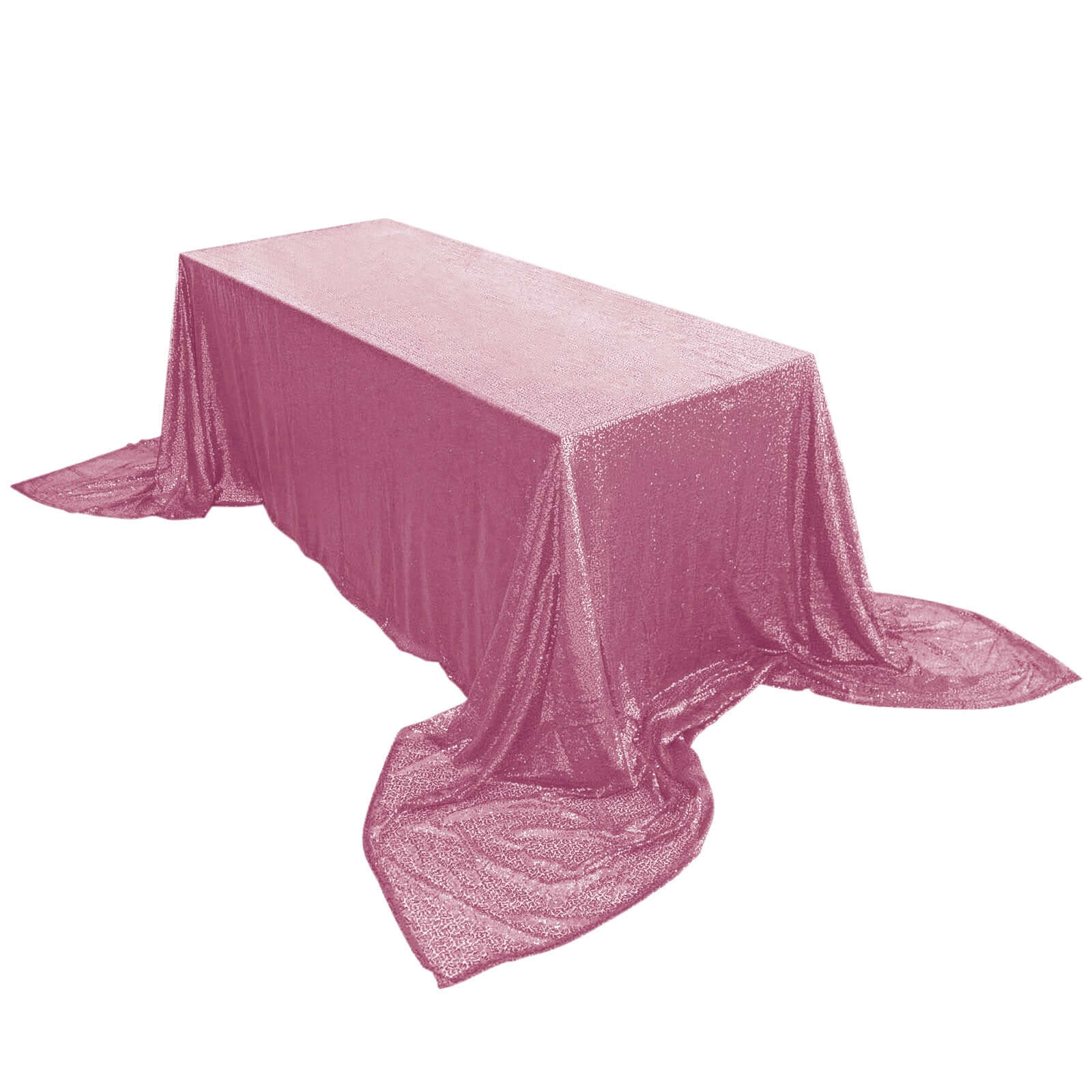 Sequin 90"x156" Rectangle Tablecloth Pink - Seamless Twinkling Table Cover - Linen Luxes