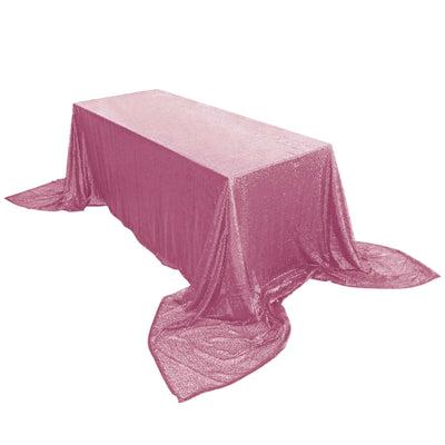 Sequin 90"x156" Rectangle Tablecloth Pink - Seamless Twinkling Table Cover - Linen Luxes
