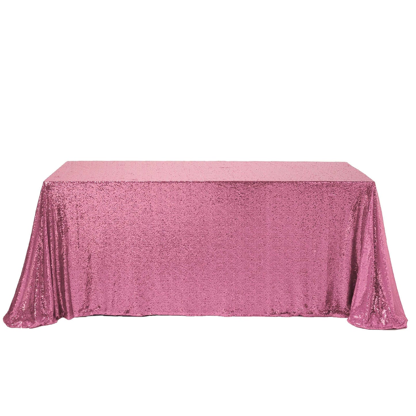 Sequin 90"x156" Rectangle Tablecloth Pink - Seamless Twinkling Table Cover - Linen Luxes