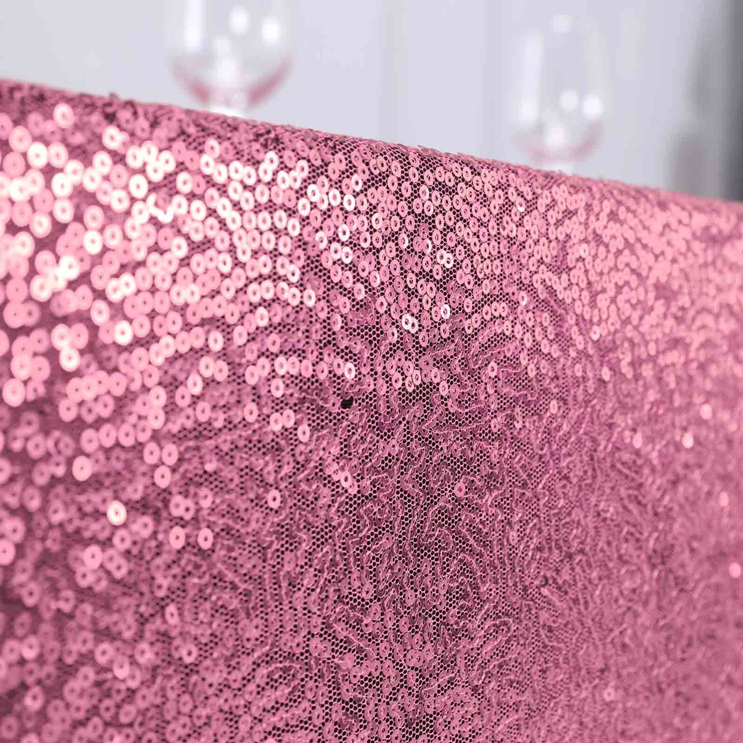 Sequin 90"x156" Rectangle Tablecloth Pink - Seamless Twinkling Table Cover - Linen Luxes