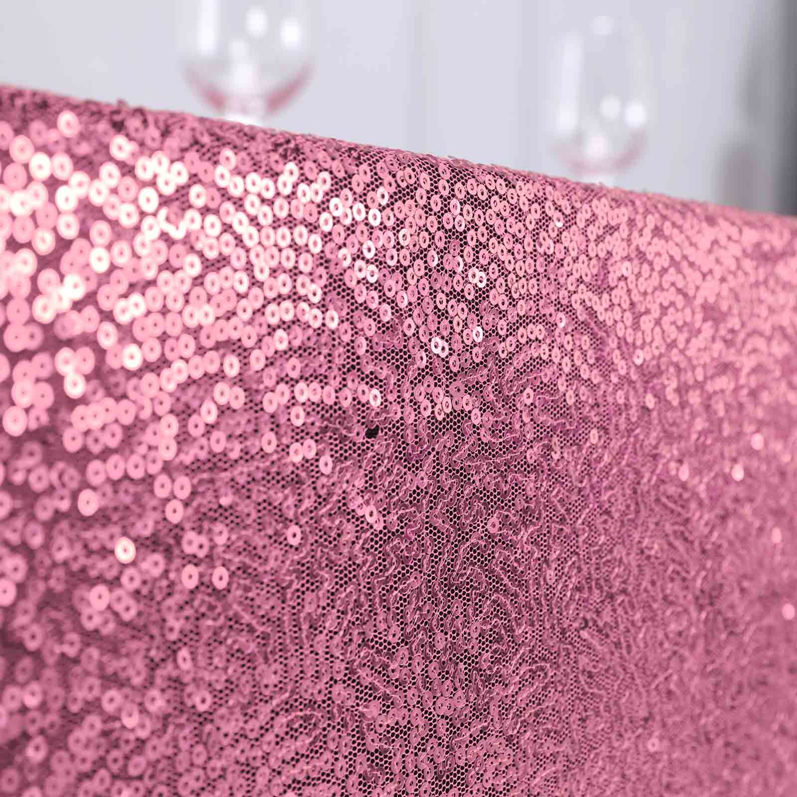 Sequin 90"x156" Rectangle Tablecloth Pink - Seamless Twinkling Table Cover - Linen Luxes