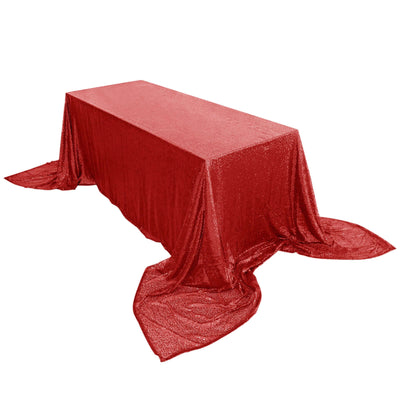 Sequin 90"x156" Rectangle Tablecloth Red - Seamless Twinkling Table Cover - Linen Luxes