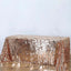 Sequin 90"x156" Rectangle Tablecloth Rose Gold - Seamless Big Payette Table Cover - Linen Luxes