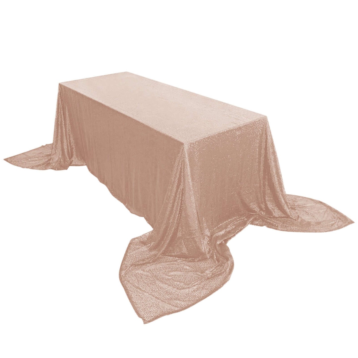Sequin 90"x156" Rectangle Tablecloth Rose Gold - Seamless Twinkling Table Cover - Linen Luxes