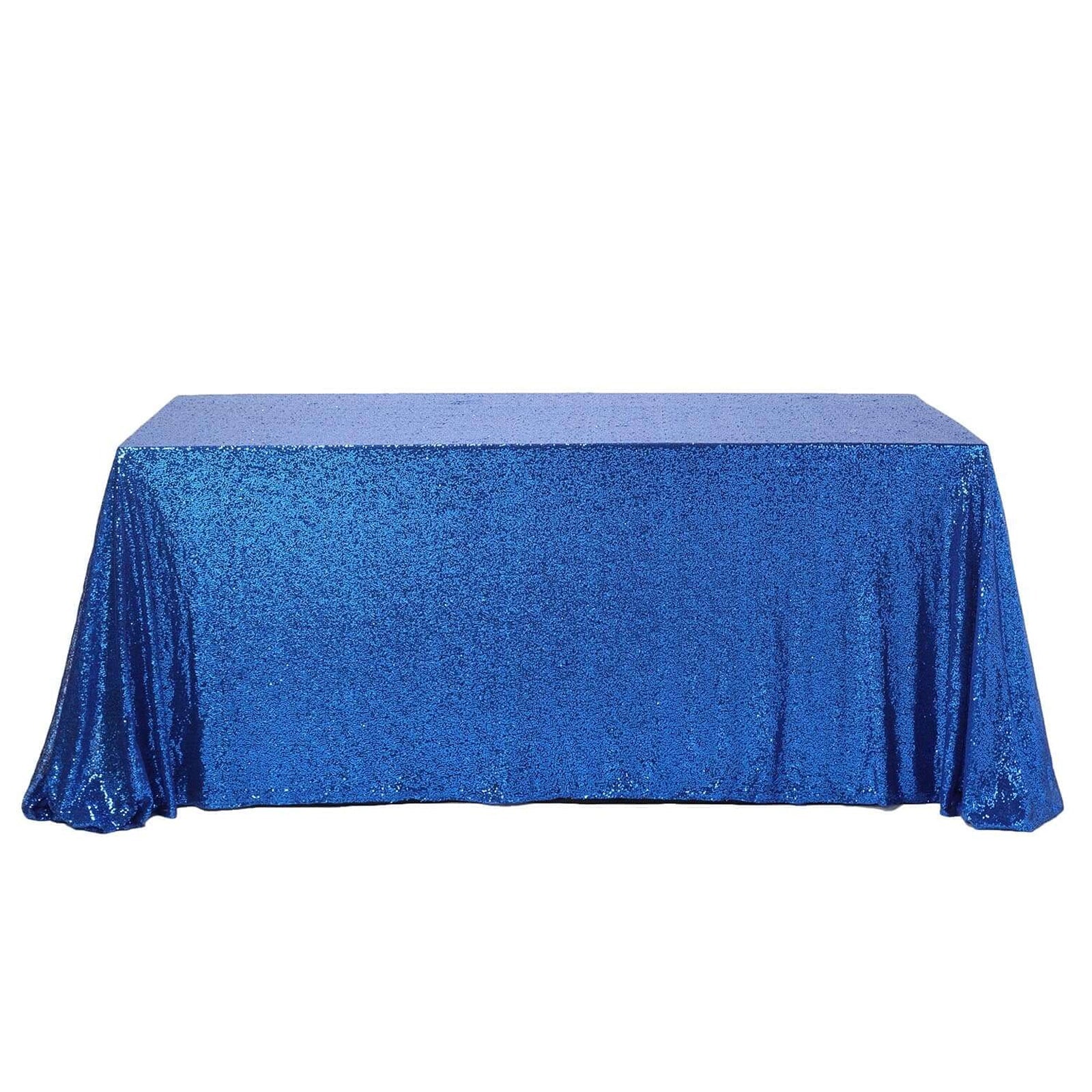 Sequin 90"x156" Rectangle Tablecloth Royal Blue - Seamless Twinkling Table Cover - Linen Luxes