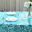 Sequin 90"x156" Rectangle Tablecloth Turquoise - Seamless Big Payette Table Cover - Linen Luxes
