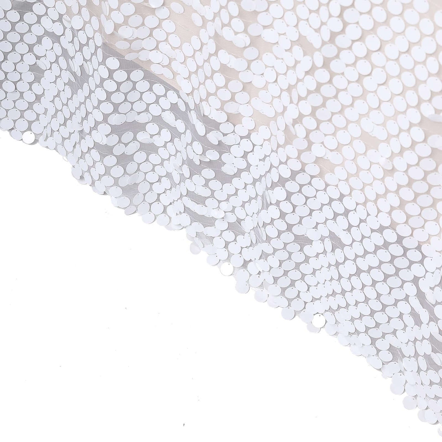 Sequin 90"x156" Rectangle Tablecloth White - Seamless Big Payette Table Cover - Linen Luxes