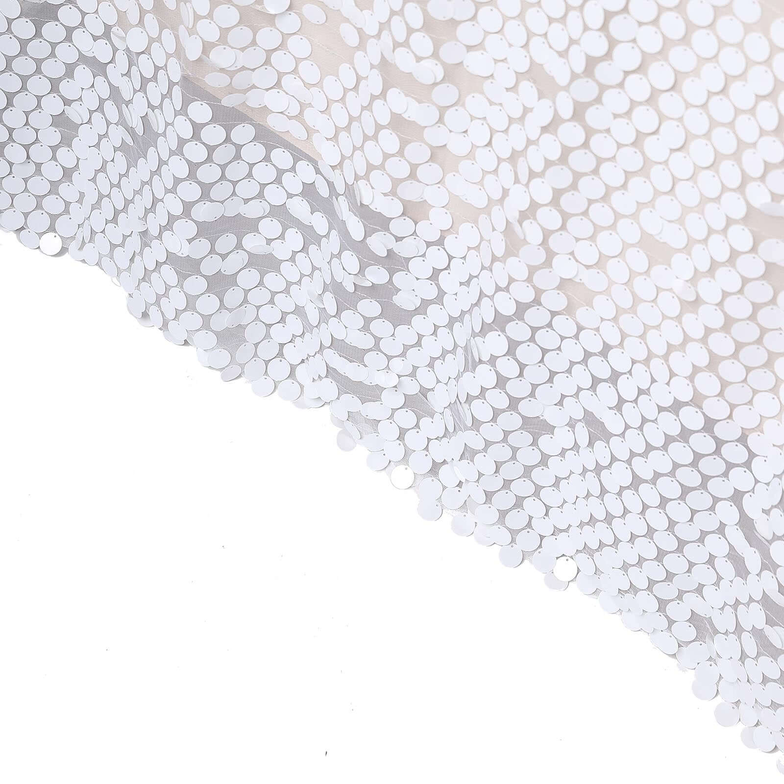 Sequin 90"x156" Rectangle Tablecloth White - Seamless Big Payette Table Cover - Linen Luxes
