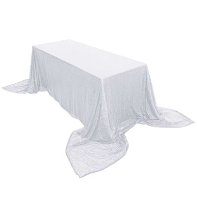 Sequin 90"x156" Rectangle Tablecloth White - Seamless Twinkling Design for Chic Celebrations - Linen Luxes