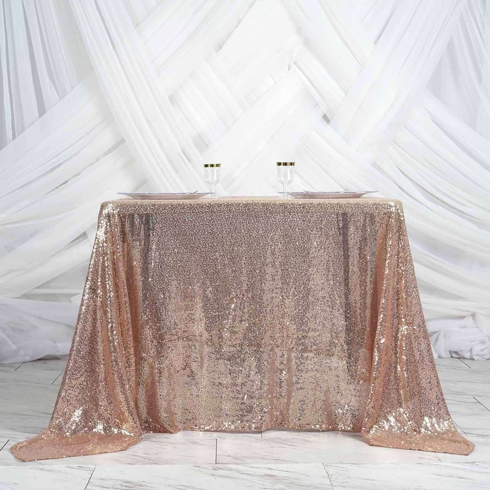 Sequin 90"x90" Table Overlay Square Tablecloth Blush - Sparkly Table Cover - Linen Luxes