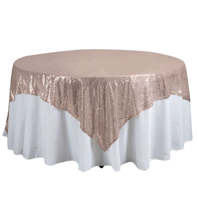 Sequin 90"x90" Table Overlay Square Tablecloth Blush - Sparkly Table Cover - Linen Luxes