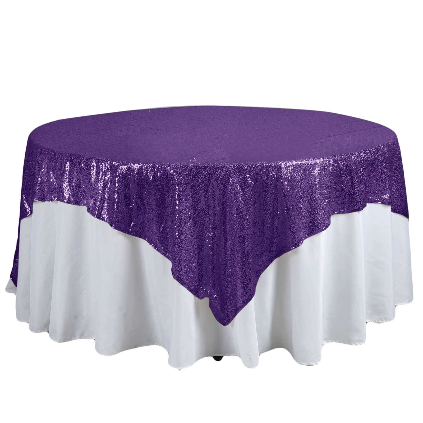 Sequin 90"x90" Table Overlay Square Tablecloth Purple - Sparkly Table Cover - Linen Luxes