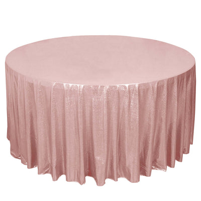 Sequin Dots Polyester Round 120" Tablecloth Shimmering Rose Gold - Wrinkle Free & Sparkling Table Cover