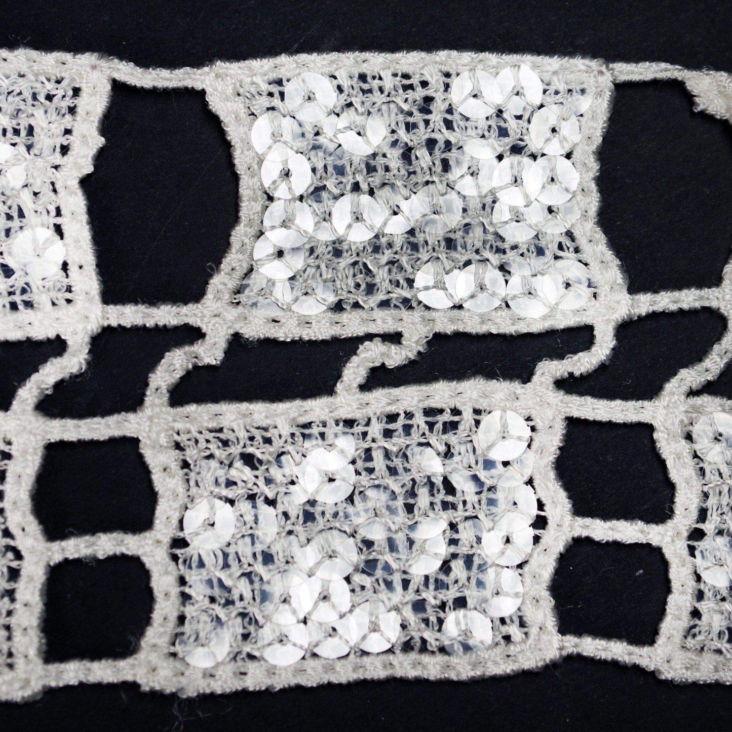 Sequin Stitch Crochet 4" x 5 Yards 1 Bolt White Rectangle Granny Square Afghan Pattern - Clearance SALE - Linen Luxes