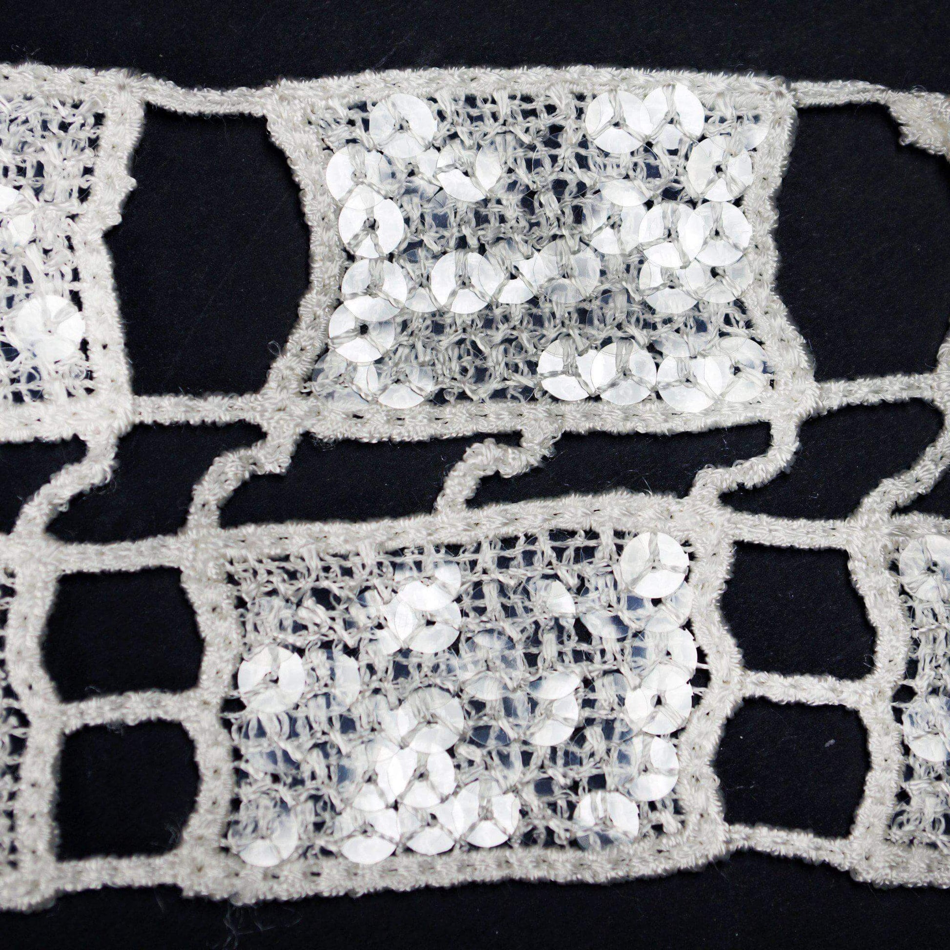 Sequin Stitch Crochet 4" x 5 Yards 1 Bolt White Rectangle Granny Square Afghan Pattern - Clearance SALE - Linen Luxes