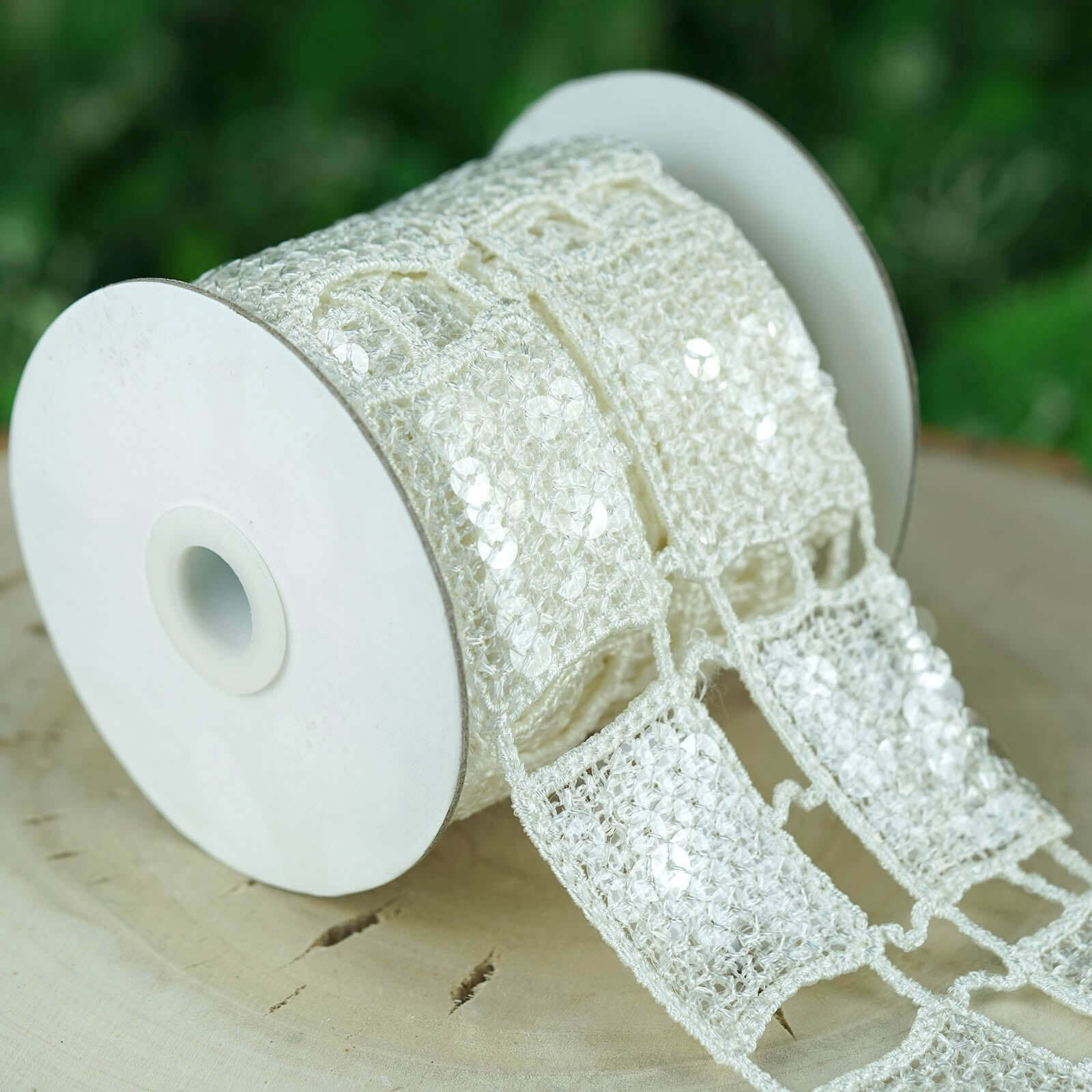 Sequin Stitch Crochet 4" x 5 Yards 1 Bolt White Rectangle Granny Square Afghan Pattern - Clearance SALE - Linen Luxes