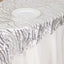 Mesh 72"x72" Table Overlay Square Tablecloth Silver - Wave Embroidered Sequins Table Topper