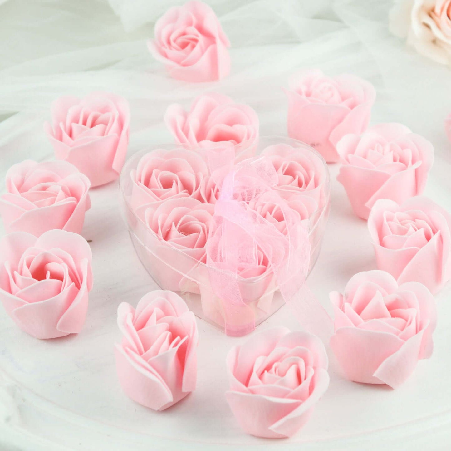 4 Pack 24 PCs Blush Scented Rose Soap Heart Shaped Party Favors With Gift Boxes And Ribbon