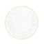 10-Pack Plastic 10" Round Dinner Plates in Clear with Gold Flair Rim - Disposable Party Plates for Upscale Banquets & Special Occasions