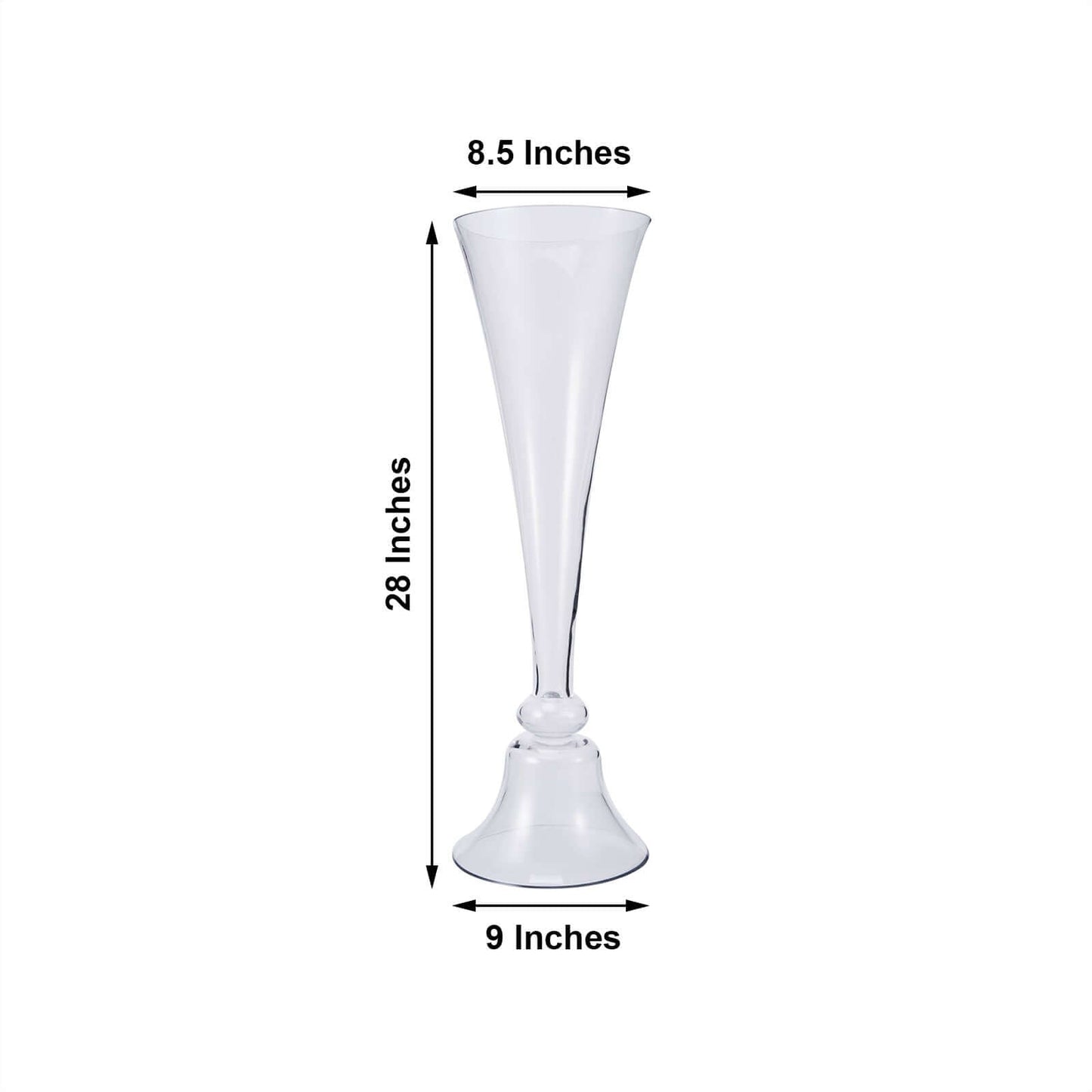 Set of 2 Glass Trumpet Vases Reversible Clarinet Style Clear - Decorative Flower Centerpieces for Events 28" - Linen Luxes
