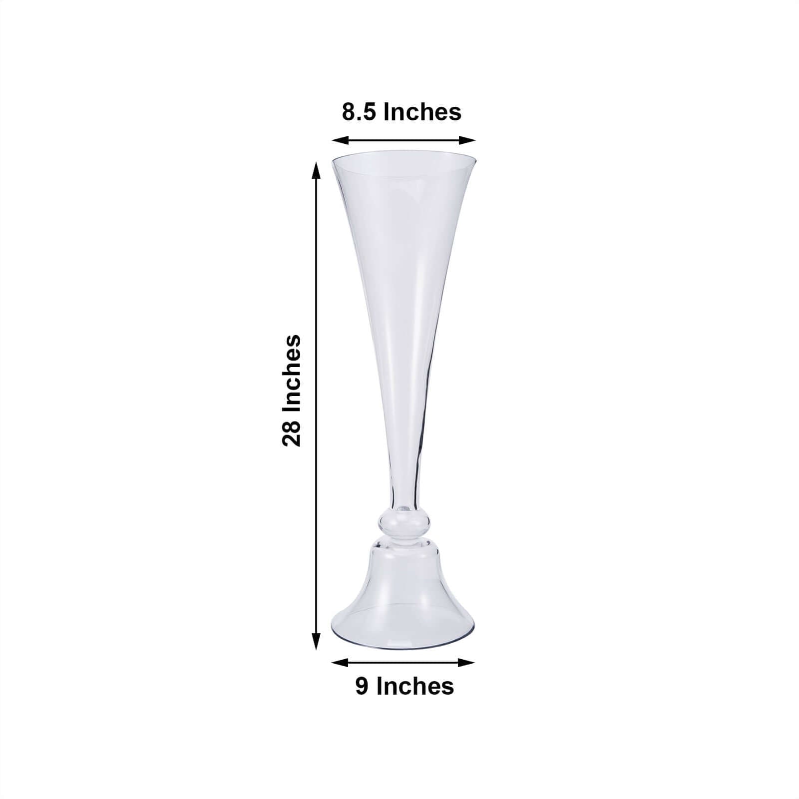 Set of 2 Glass Trumpet Vases Reversible Clarinet Style Clear - Decorative Flower Centerpieces for Events 28" - Linen Luxes