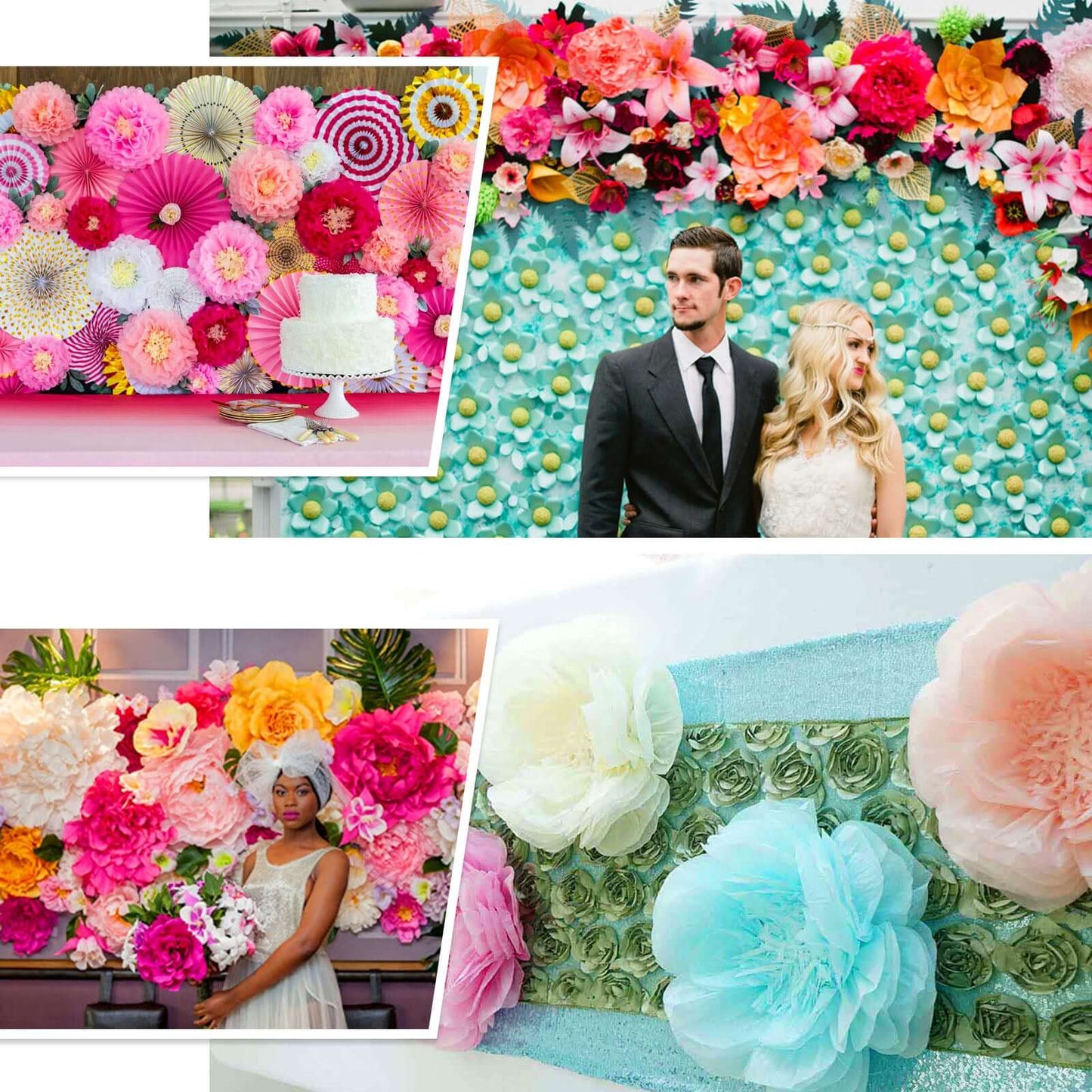 Set of 2 Light Blue Carnation 3D Wall Giant Tissue Paper Flowers - 12",16" - Linen Luxes