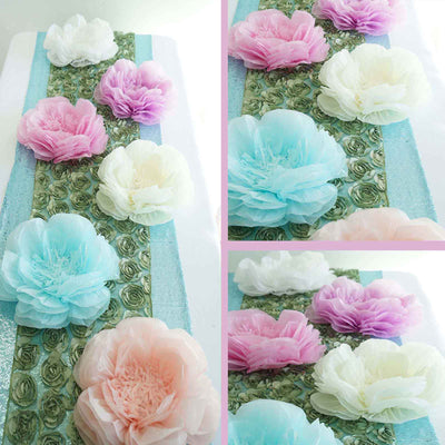 Set of 2 Light Blue Carnation 3D Wall Giant Tissue Paper Flowers - 12",16" - Linen Luxes