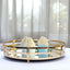 Set of 2 Metal Serving Trays 13", 9" Round Gold with Mirrored Top, Classy Decorative Vanity Tray Centerpiece - Linen Luxes