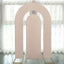 Set of 2 Nude Spandex Fitted Wedding Arch Covers for Round Top and Double Arch Chiara Backdrop Stands - 6ft,8ft