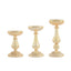 Set of 3 Candle Holder Stands Gold Mercury Glass Pillar Design - Stylish Votive Centerpieces for Tables & Decor 7", 8", 10" - Linen Luxes