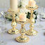 Set of 3 Candle Holder Stands Gold Mercury Glass Pillar Design - Stylish Votive Centerpieces for Tables & Decor 7", 8", 10" - Linen Luxes