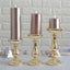 Set of 3 Candle Holder Stands Gold Mercury Glass Pillar Design - Stylish Votive Centerpieces for Tables & Decor 7", 8", 10" - Linen Luxes