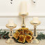 Set of 3 Candle Holder Stands Gold Mercury Glass Pillar Design - Stylish Votive Centerpieces for Tables & Decor 7", 8", 10" - Linen Luxes