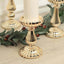 Set of 3 Candle Holder Stands Gold Mercury Glass Pillar Design - Stylish Votive Centerpieces for Tables & Decor 7", 8", 10" - Linen Luxes