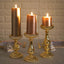 Set of 3 Candle Holder Stands Gold Mercury Glass Pillar Design - Stylish Votive Centerpieces for Tables & Decor 7", 8", 10" - Linen Luxes