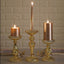 Set of 3 Candle Holder Stands Gold Mercury Glass Pillar Design - Stylish Votive Centerpieces for Tables & Decor 7", 8", 10" - Linen Luxes