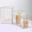 Set of 3 Candle Holders Acrylic Flower Display Boxes with Gold Rims Clear - Decorative Pillar Centerpieces 6", 8", 10"