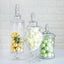Set of 3 Glass Candy Jars Modern Apothecary Design Clear with Snap - On Lids - Stylish Party Favor Containers 9"/13"/14" - Linen Luxes