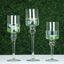 Set of 3 Glass Cylinder Vases Long Stem Clear - Decorative Candle Holder Floral Centerpieces 12", 14", 16" - Linen Luxes