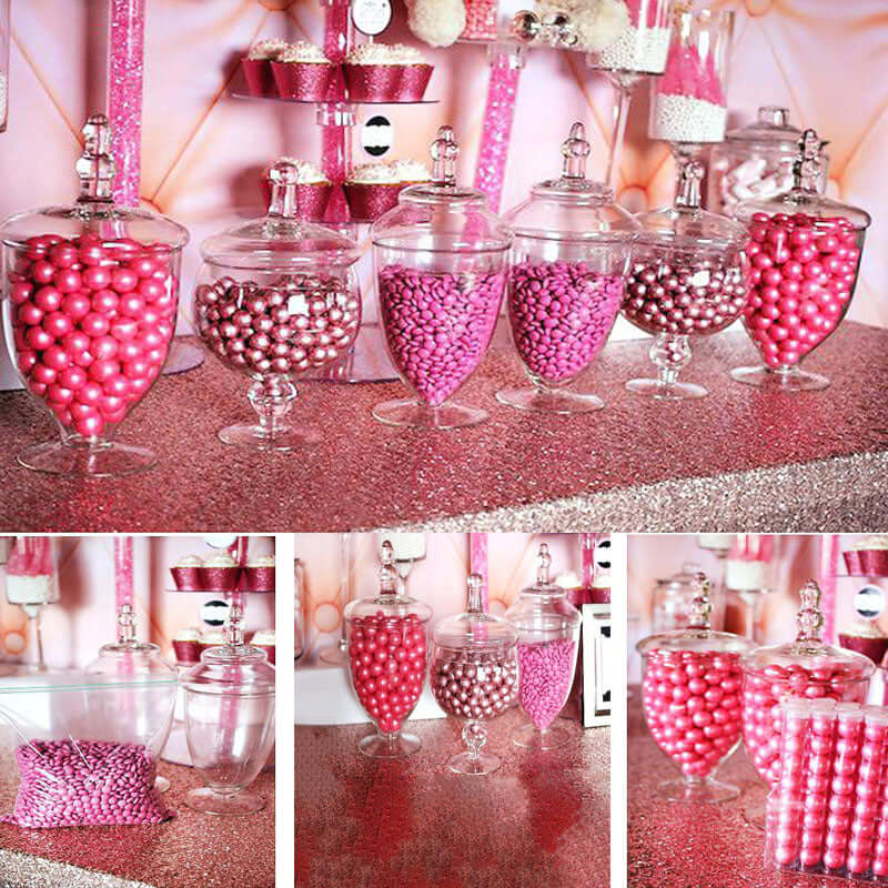 Set of 3 Glass Jars Apothecary Design Clear and Snap - On Lids - Stylish Decorative Candy Buffet Storage 8.5", 9", 10" - Linen Luxes