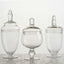 Set of 3 Glass Jars Apothecary Design Clear and Snap - On Lids - Stylish Decorative Candy Buffet Storage 8.5", 9", 10" - Linen Luxes