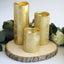Set of 3 LED Flameless Pillar Candles Remote Operated Metallic Gold - Battery Powered 4", 6", 8" - Linen Luxes