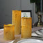 Set of 3 LED Flameless Pillar Candles Remote Operated Metallic Gold - Battery Powered 4", 6", 8" - Linen Luxes